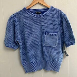 NWT Timing Short Sleeve Sweater Blue Size Large New with Tags